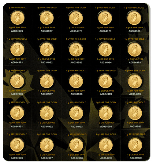 25x1g Gold Maple Leaf ("Maplegram")